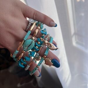 Turquoise and Gold Bracelet Set